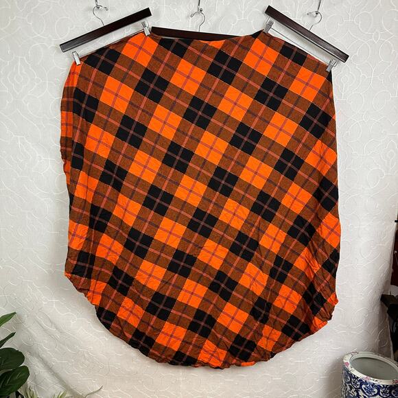 Tablecloth Kitchen Party 56" Orange Plaid Round Dinner Fall Tabletop Decoration - Picture 1 of 4